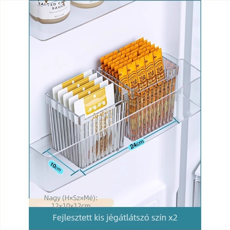 Hűtőszekrény oldalsó ajtó tároló doboz, PET műanyag, 2L kapacitás, modell BXH-1-7, modern egyszerű konyhai rendező