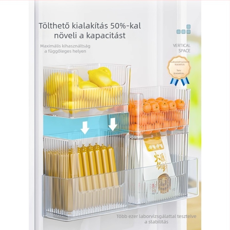 Hűtőszekrény oldalsó ajtó tároló doboz, PET műanyag, 2L kapacitás, modell BXH-1-7, modern egyszerű konyhai rendező