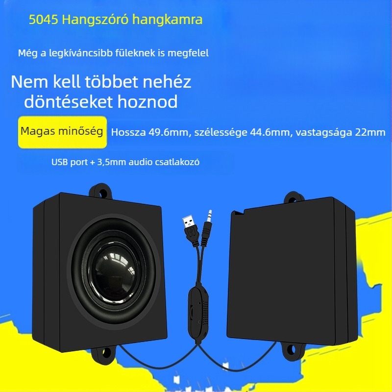 USB-táplált számítógépes hangszóró, 4 Ω, 3 W, frekvencia 10–25000 Hz, 5V USB tápellátás
