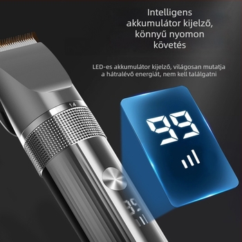 Felnőttek és gyerekek hajvágója, professzionális fodrászati eszköz, intelligens akkumulátor kijelző, vízálló, kerámiás vágófej, beépített akkumulátor 1200–2000 mAh, üzemidő 1–3 óra