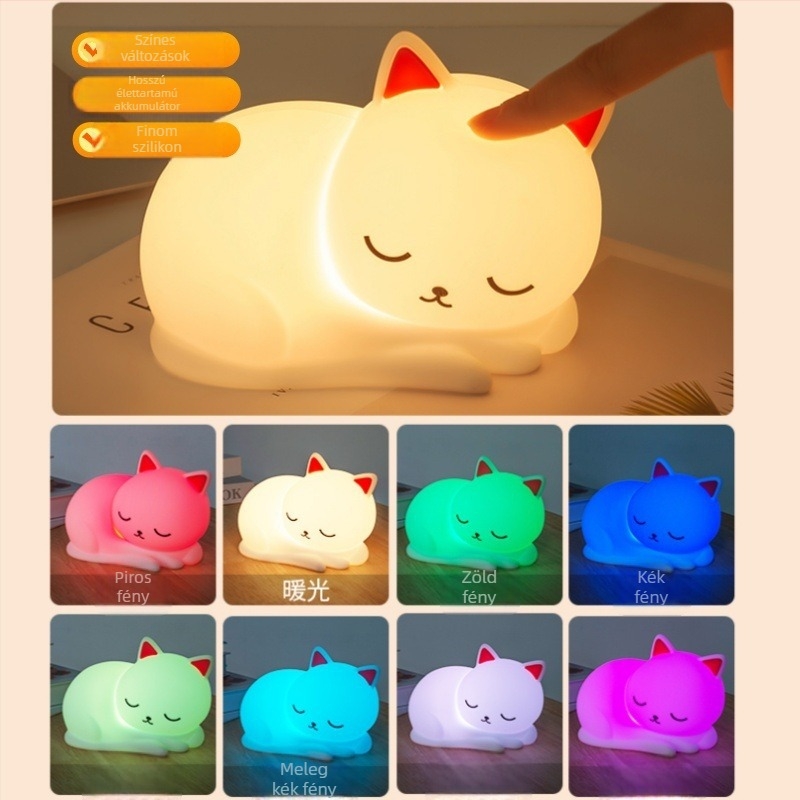 Szilikon éjszakai fény érintéses kapcsolóval, beépített akkumulátor, szenzoros világítás és környezeti világítás