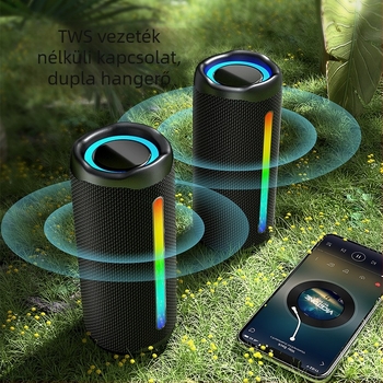 Kültéri Bluetooth hangszóró RGB fénnyel, 2x8W, IPX5, Bluetooth 5.3, 20Hz-20kHz, 15 m hatótáv