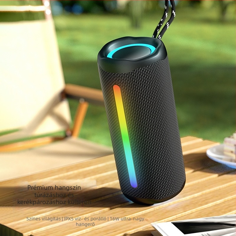 Kültéri Bluetooth hangszóró RGB fénnyel, 2x8W, IPX5, Bluetooth 5.3, 20Hz-20kHz, 15 m hatótáv