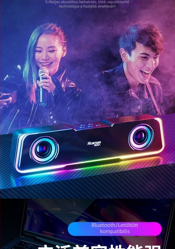 Bluetooth asztali számítógéphez hangszóró, 2 hangszóró, 5W, Bluetooth 5.3, 100 Hz–20 kHz, 10 m hatótáv