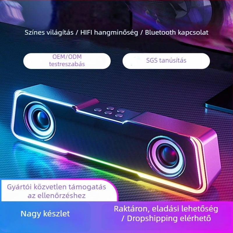 Bluetooth asztali számítógéphez hangszóró, 2 hangszóró, 5W, Bluetooth 5.3, 100 Hz–20 kHz, 10 m hatótáv
