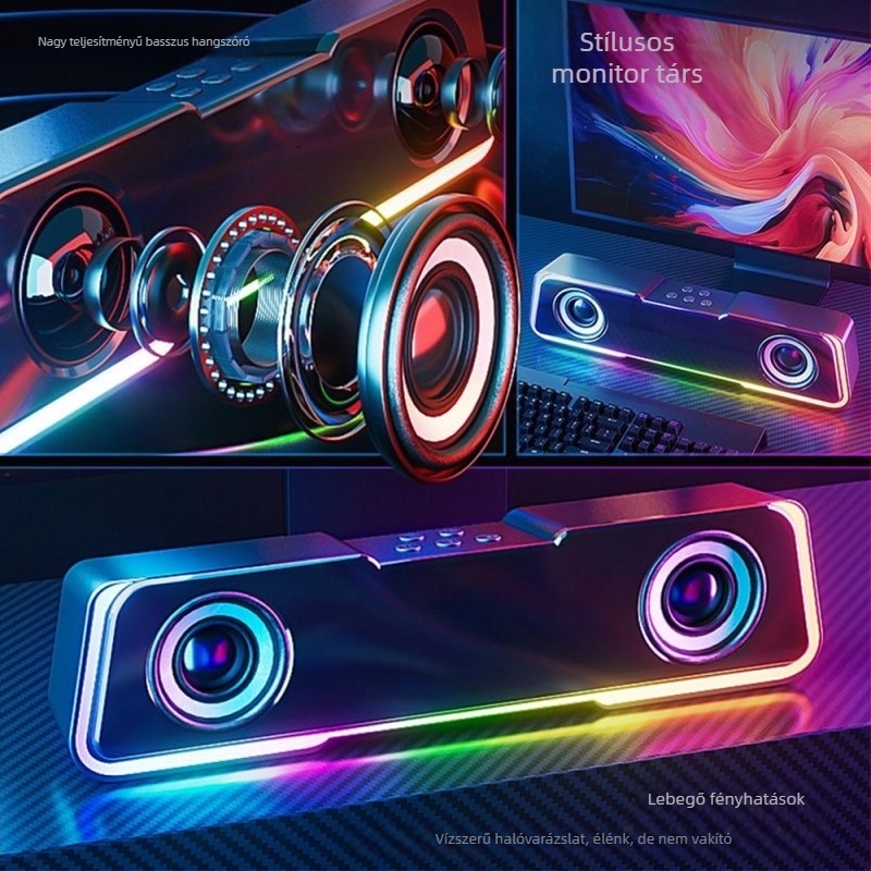 Bluetooth asztali számítógéphez hangszóró, 2 hangszóró, 5W, Bluetooth 5.3, 100 Hz–20 kHz, 10 m hatótáv