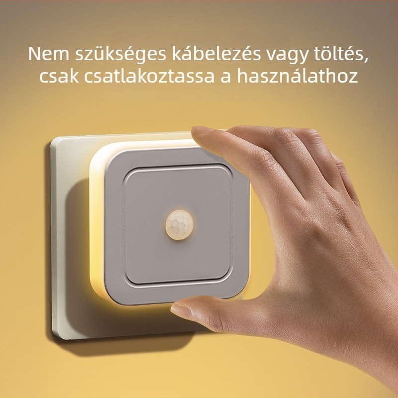 LED éjszakai lámpa emberi test érzékelővel és US dugóval – bedugható, induktív kapcsoló, PS lámpabúra, geometriai forma, ≤36V, logónyomtatás elérhető
