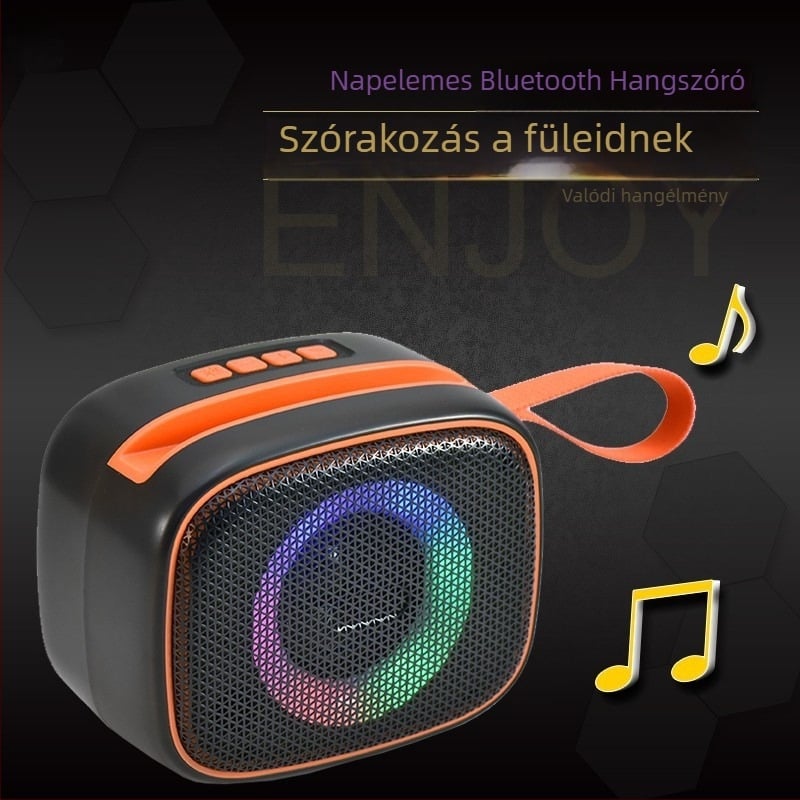 Kültéri Bluetooth hangszóró Bluetooth 5.3-mal, FM rádióval, memóriakártya- és USB-támogatással, LED világítással, beépített akkumulátorral