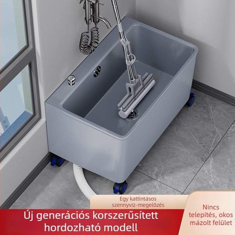 Hordozható műanyag felmosó mosogató balkonnak, modern letisztult stílus, anyag: PP, márka Shen Fan, vízellátás: igen (Anyag: PP; Márka: Shen Fan; Vízellátás: Igen; Stílus: Modern Minimalista)