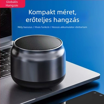 Bluetooth mini hangszóró, kimenet 5W, beépített 800–1000mAh akkumulátor, frekvenciaválasz 100Hz–20kHz, hatótávolság 10m