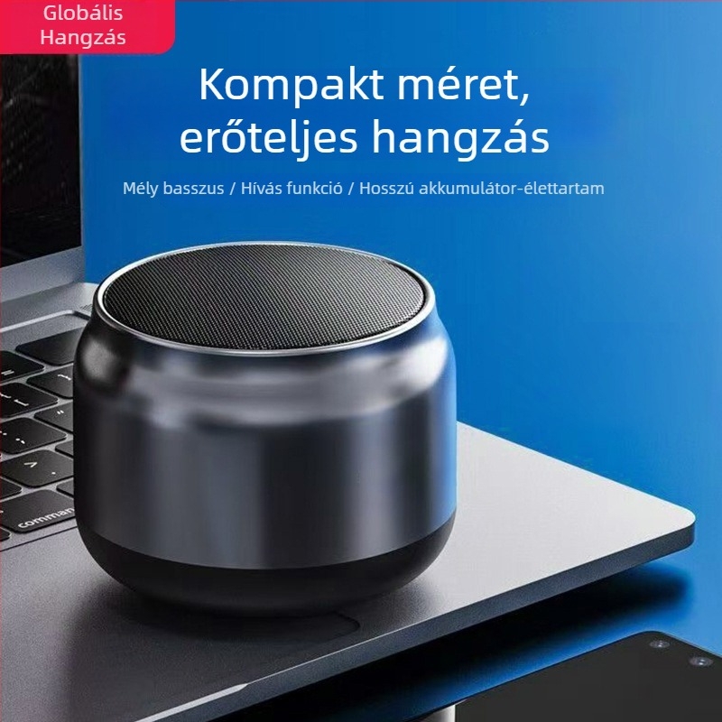 Bluetooth mini hangszóró, kimenet 5W, beépített 800–1000mAh akkumulátor, frekvenciaválasz 100Hz–20kHz, hatótávolság 10m