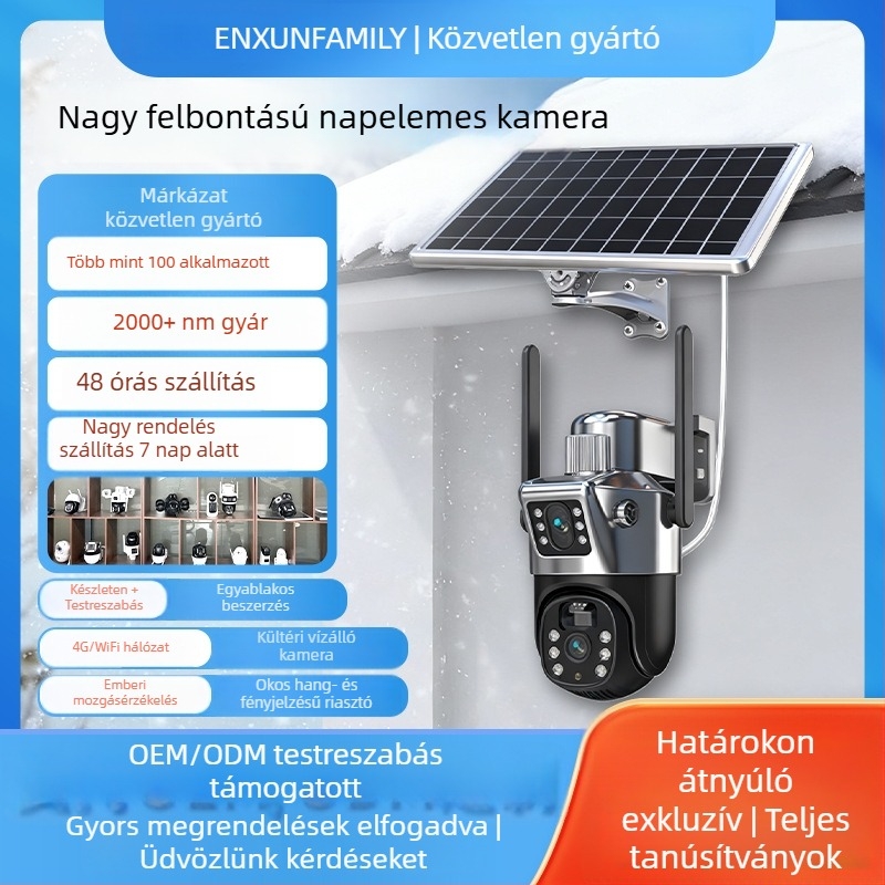 Napelemes megfigyelő kamera, 4G, 6MP CMOS érzékelő, 1920x2160 felbontás, 4 mm objektív, éjszakai látás
