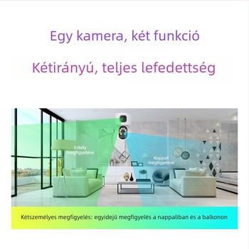 Beltéri megfigyelésre kettős objektív kamera, Wi‑Fi és hozzáférés telefonon keresztül; 0.01 lux minimális megvilágítás; SNR > 48 dB; -10…50°C; Háttérvilágítás-kompenzáció; Riasztó funkció