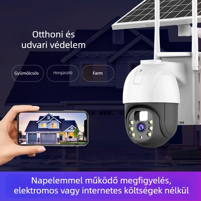 360° Kültéri infravörös éjszakai megfigyelő 4K kamera, 4 mm objektív, IR távolság 25 m, 12 V tápegység
