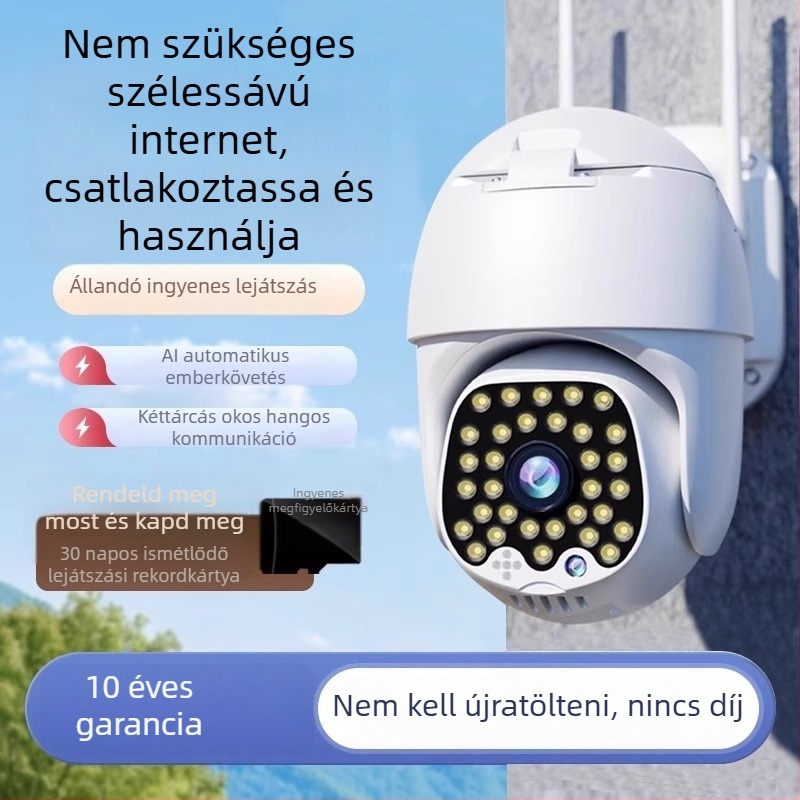 Kültéri IP kamera, 360° nézet, 4G vezeték nélküli, 8MP GC8613 érzékelő, 4mm F1.6 objektív, éjjellátás 30 m-ig