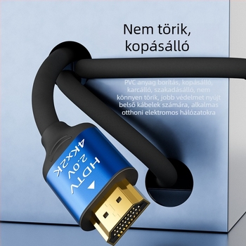 HDMI kábel 4K 2.0 aranyozott csatlakozók, réz vezető, TV-hez