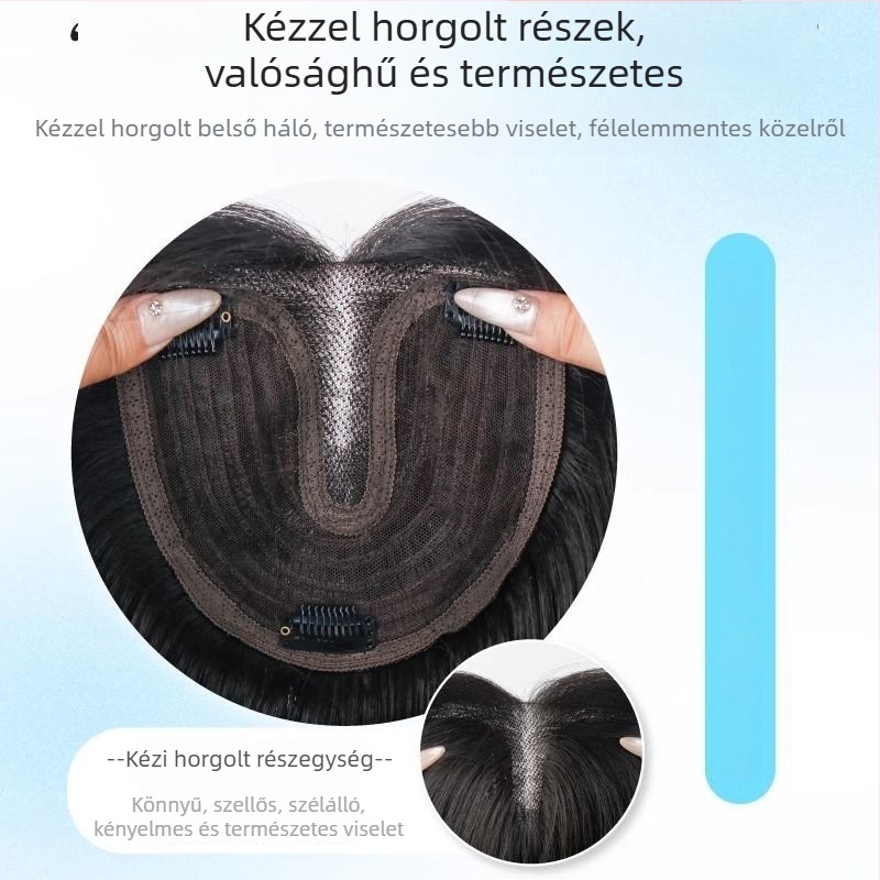 Csipkés paróka nőknek középső résszel, volumenes haj nagy hullámokkal; hőálló rostokból készült; modell: csipkés rész; technológia: mechanizmus; nem festhető és nem dauerolható