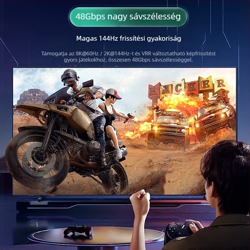 Jinghua H627 HDMI kábel, HDMI 2.1, 8K-támogatás, aranyozott csatlakozók, hossz 1,5 m