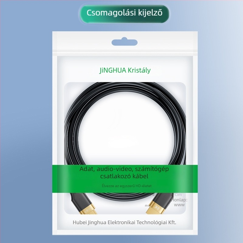Jinghua H627 HDMI kábel, HDMI 2.1, 8K-támogatás, aranyozott csatlakozók, hossz 1,5 m