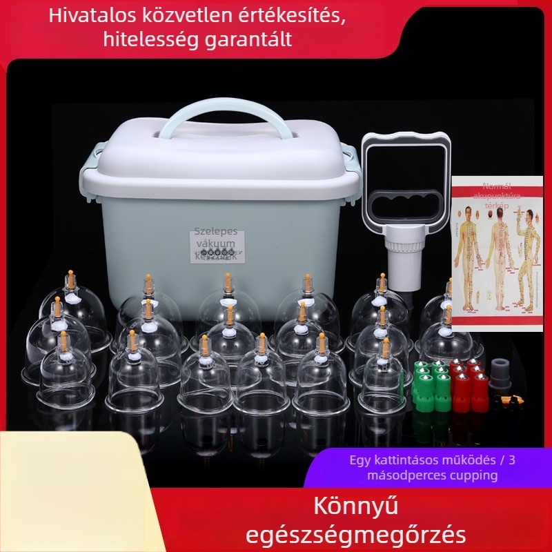 Vákuumos köpölyöző készülék - függőleges kivitel, otthoni használatra, üvegmentes konstrukció, 24 pohár, 12 készlet dobozonként