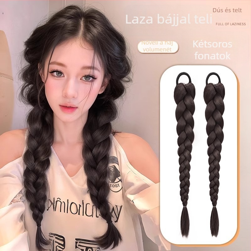 Női fonott póthaj paróka, kézzel készített, magas hőmérsékletű huzalból készült, nem festhető és nem dauerolható