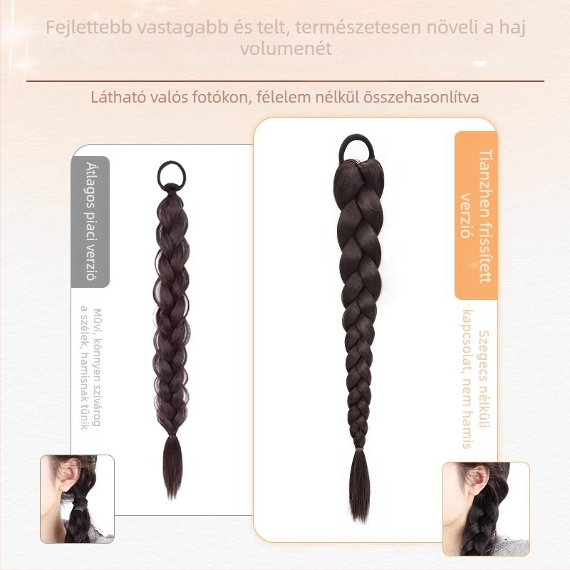 Női fonott póthaj paróka, kézzel készített, magas hőmérsékletű huzalból készült, nem festhető és nem dauerolható