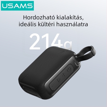 USAMS kültéri Bluetooth hangszóró, vízálló kivitel, Bluetooth 5.0, 10 m hatótávolság, üzemidő 4–8 óra
