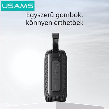 USAMS kültéri Bluetooth hangszóró, vízálló kivitel, Bluetooth 5.0, 10 m hatótávolság, üzemidő 4–8 óra