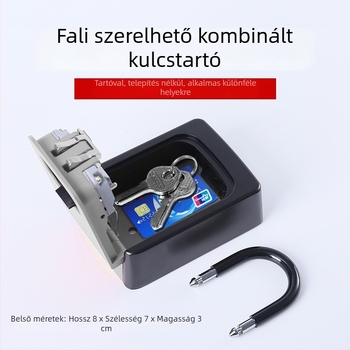 Mechanikus kulcstartó doboz kampóval, XL-901-2 modell, cink- és alumínium ötvözetből, záró rúd vastagsága 10 mm, rúd közötti távolság 40 mm, építkezésekre, ajtókra, panziókra és dekorációs cégekre