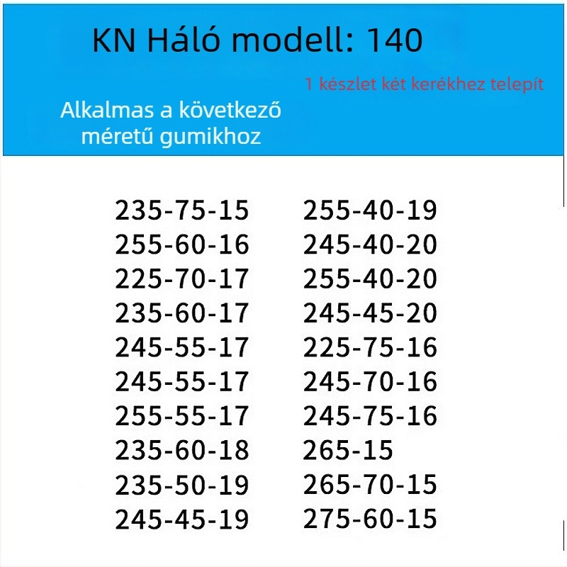 Gumiabroncs-anti csúszás lánc autókhoz, kisbuszokhoz és terepjárókhoz — ötvözött acél lánc | Modell: KN anti-skid chain | Gumiabroncs-kompatibilitás: konzultáljon