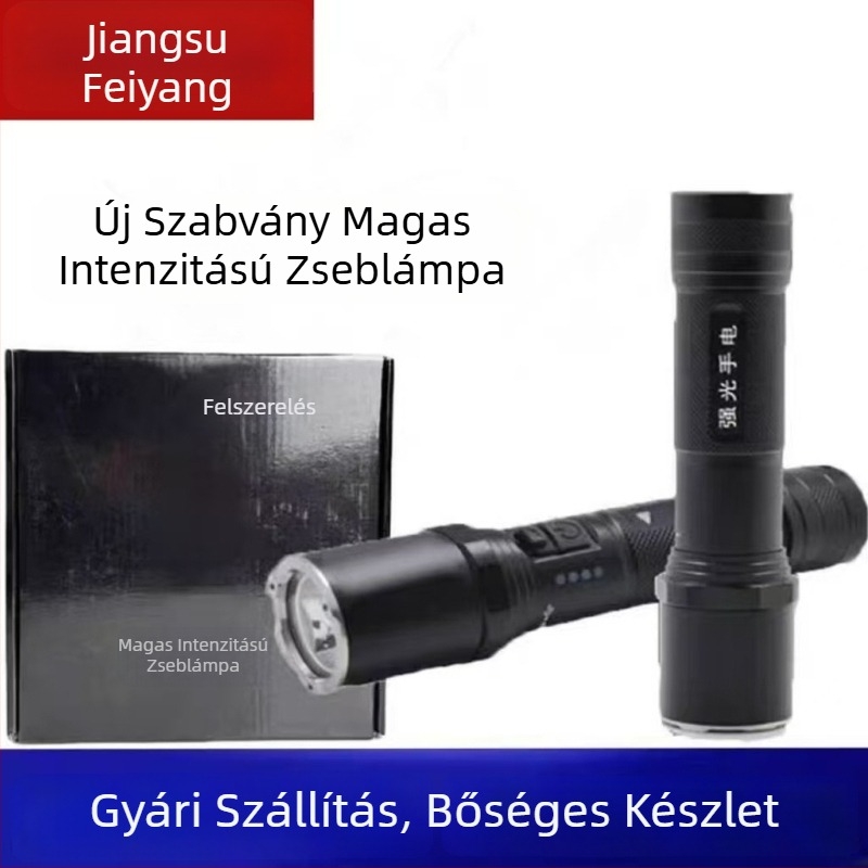 Alumíniumötvözetes LED zseblámpa, 3 W, 2000 mAh, újratölthető