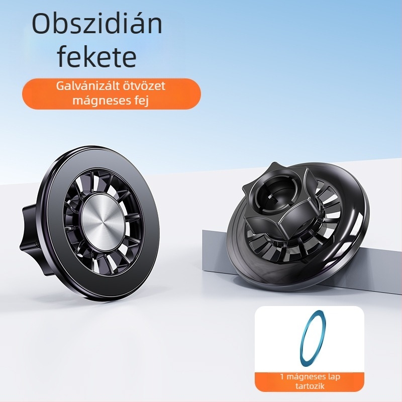 MagSafe gyűrűs mágnesfej autó-műszerfal tartóhoz, N52 mágnes, ABS műanyag, mágneses rögzítés, tartalmaz mágneslapot