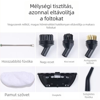 Nagyhőmérsékletű gőztisztító - 1500W, kapacitás 701–900 ml, háromfokozat hőmérséklet-szabályozás, száraz akkumulátor-ellátás