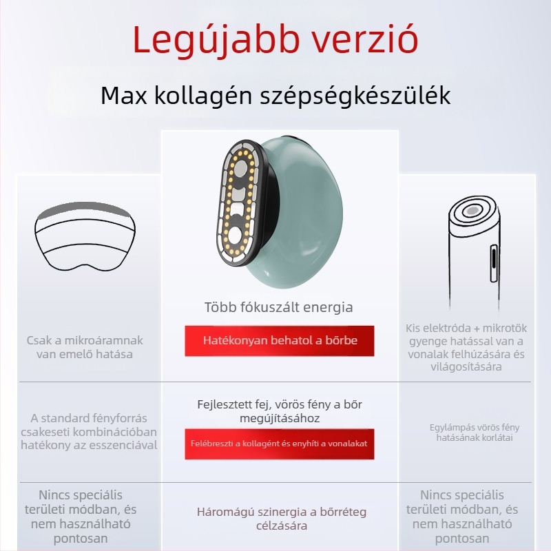 Arc masszírozó rezgő, vörös fény terápia, otthoni használatra, hordozható, beépített 800–1000 mAh akkumulátor