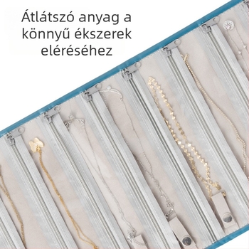 Utazáshoz való ékszertáska – vászon, csíkos mintázat (modell STP10202, lezser stílus, puha kivitel)