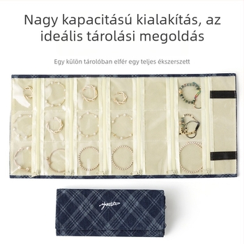 Utazáshoz való ékszertáska – vászon, csíkos mintázat (modell STP10202, lezser stílus, puha kivitel)