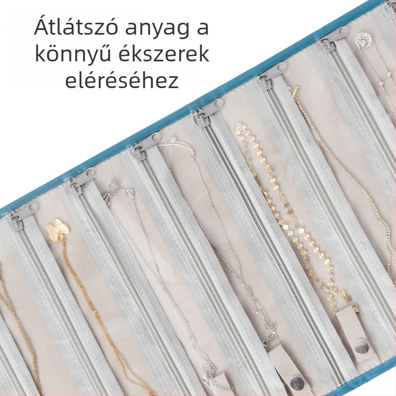 Utazáshoz való ékszertáska – vászon, csíkos mintázat (modell STP10202, lezser stílus, puha kivitel)