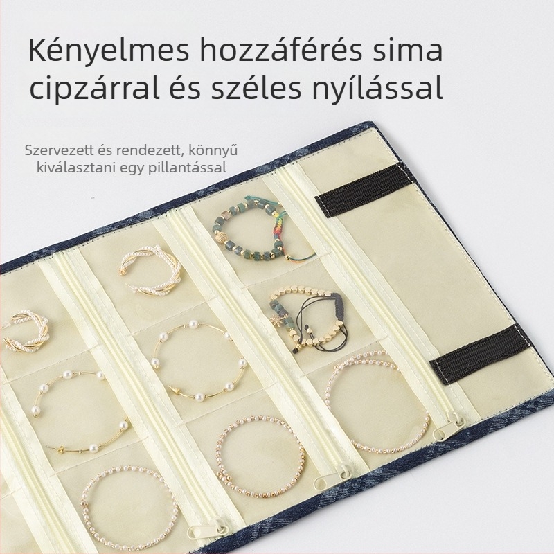 Utazáshoz való ékszertáska – vászon, csíkos mintázat (modell STP10202, lezser stílus, puha kivitel)