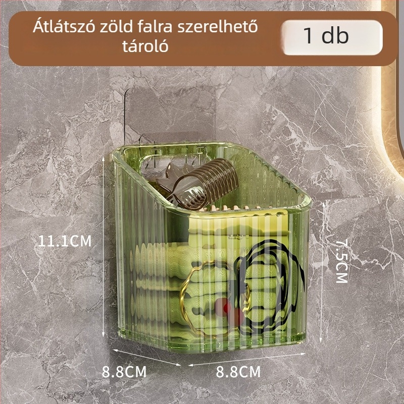Falra szerelt kozmetikai tároló – műanyag, egy rétegű, 5–10 kg teherbírás, modern minimál stílus