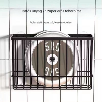 Konyhai fólia tároló falra szerelhető, vákuumrögzítés, fém, 1 polcos, kampó-stílusú, többfunkciós
