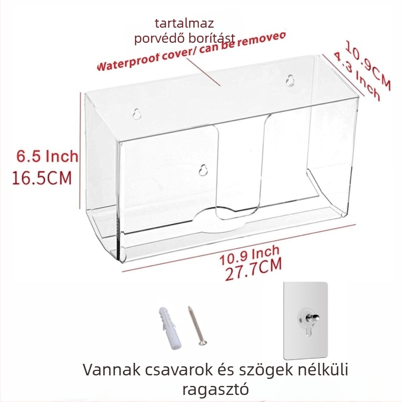 Falra szerelhető műanyag zsebkendő-tartó, levehető zsebkendőkkel, vízálló és többfunkciós.