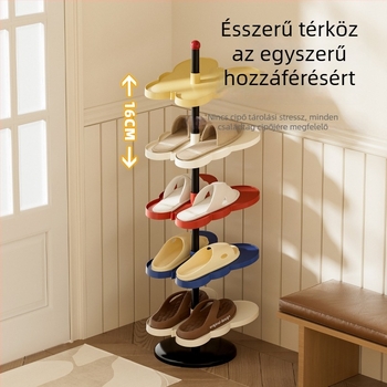 Padlón álló cipősszekrény, 5‑polcos, műanyagból, modern minimalista stílus, hordozható és mozgatható, nappali tároláshoz