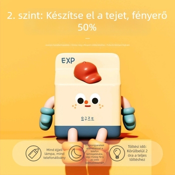 Rajzfilm tejdoboza alakú éjjeli lámpa, beépített akkumulátor, ABS lámpabúra, CE tanúsítvány, gombkapcsoló, nyomtatott logó