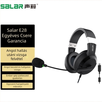 USB-s vezetékes fejhallgató beépített hangkártyával és mikrofonnal, 40 mm meghajtók, frekvencia-tartomány 20 kHz, impedancia 32 Ω, kábelhossz 2,7 m