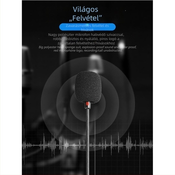 USB-s vezetékes fejhallgató beépített hangkártyával és mikrofonnal, 40 mm meghajtók, frekvencia-tartomány 20 kHz, impedancia 32 Ω, kábelhossz 2,7 m