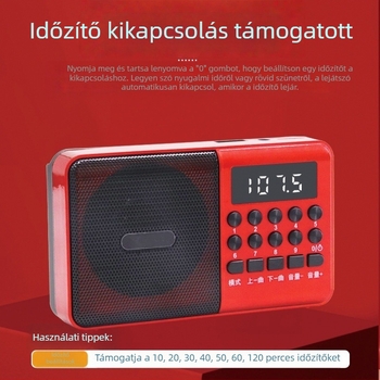 C6 többfunkciós Bluetooth rádió MP3 karaoke lejátszó digitális kijelzővel; USB/TF lejátszás; 5W kimenet; SNR ≥53 dB; Akkumulátor 1000–1999 mAh
