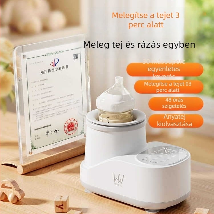 Két az egyben: intelligens baba tejkészítő és melegítő, csendes üzem, állandó hőmérséklet, érintéses vezérlés, 220V AC, PC anyag