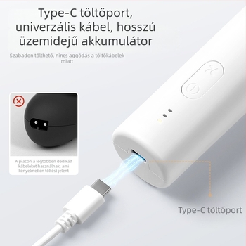 HC-W008 babáknak szánt hajvágó, beépített 500–800 mAh akkumulátor, 0–1 órás üzemidő, vízálló, kerámiás penge