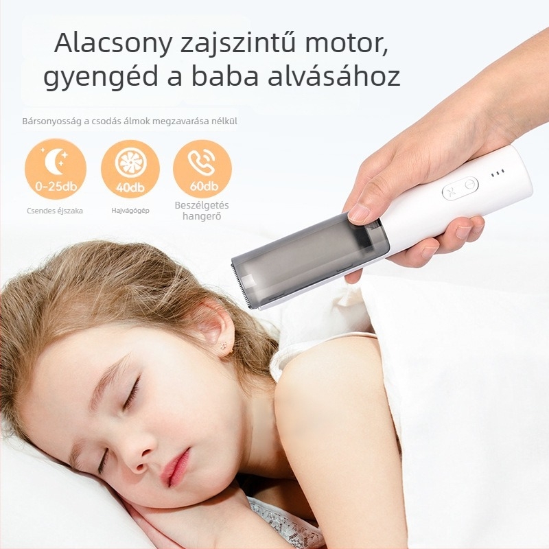 HC-W008 babáknak szánt hajvágó, beépített 500–800 mAh akkumulátor, 0–1 órás üzemidő, vízálló, kerámiás penge
