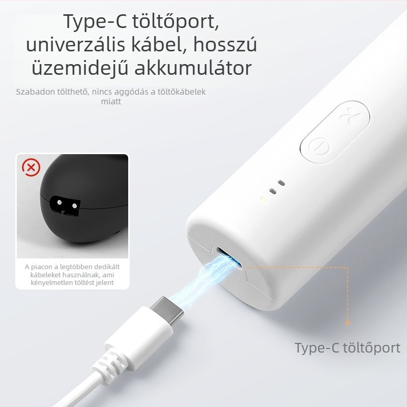 HC-W008 babáknak szánt hajvágó, beépített 500–800 mAh akkumulátor, 0–1 órás üzemidő, vízálló, kerámiás penge